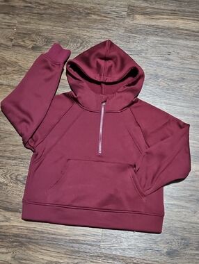 LASLULU Maroon Pullover Cropped Hoodie, womens size medium